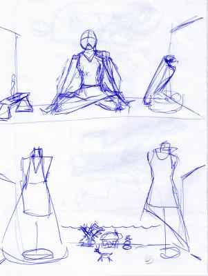 Yoga-Butik oder Mode-Atelier mit weihnachtlichem Aufbau