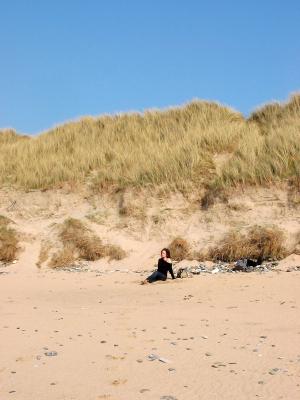 Lonely girl at the beach