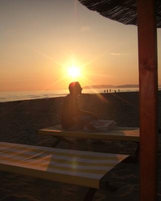 lecker Pizza beim Sonnenuntergang...