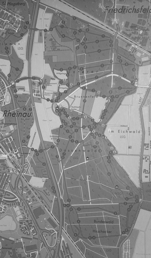 Karte fotografiert vom Dossenwald Hirschacker Wald
