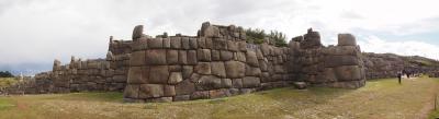 These are the ruins of Sacsayhuaman (or "sexy woman") on one of the hills of Cusco. Unfortunately the Spanish destroyed it partly to pilfer the stones in order to build their own Churches and Cathedral.