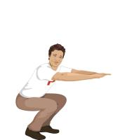 Hier macht ein Typ Kniebeugen