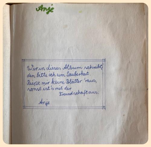 Mein Eintrag in mein Poesiealbum