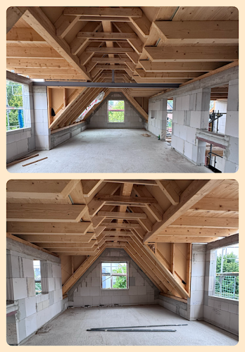 Das Arbeitszimmer, einmal nach Norden und einmal nach Süden fotografiert Das Arbeitszimmer, einmal nach Norden und einmal nach Süden fotografiert