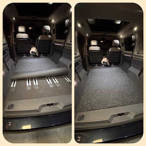 Der Multivan wird mit Teppich ausgelegt Der Multivan wird mit Teppich ausgelegt