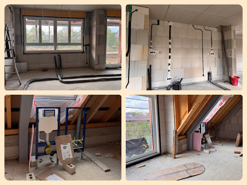 In Küche und Bad liegen schon Leitungen