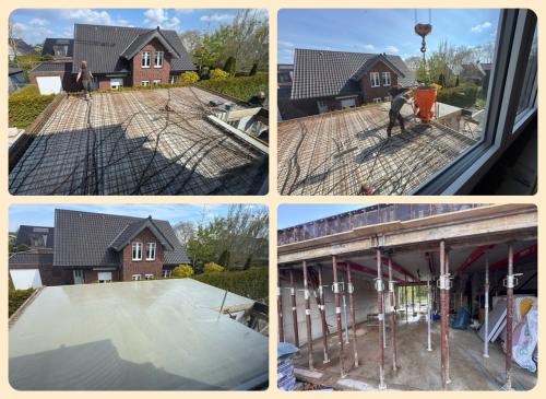 Das Garagendach wird gebaut