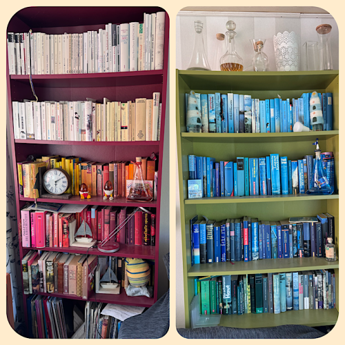Meine Bücherregale nach Farben sortiert 