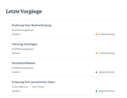 Bearbeitungsstand im Zoll-Portal Bearbeitungsstand im Zoll-Portal