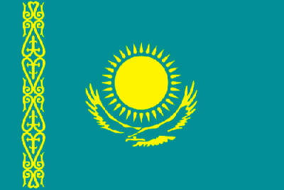 Schon ziemlich schön, die Flagge Kasachstans, 
<br />
besonders im Vergleich zu dem trikoloren gestreiften Standardflaggen - lässt sich aber auch schwerer zeichnen