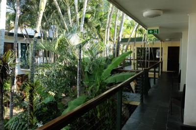 Blick in den Innenhof mit Palmen