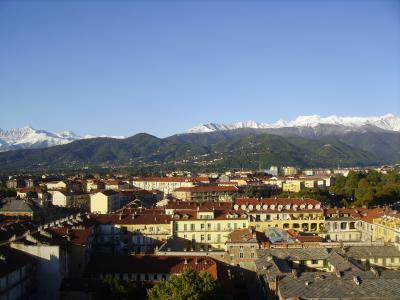 Sicht auf Pinerolo und den Monviso Sicht auf Pinerolo und den Monviso