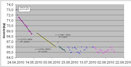 Gewichtskurve, Stand 12.8.2010