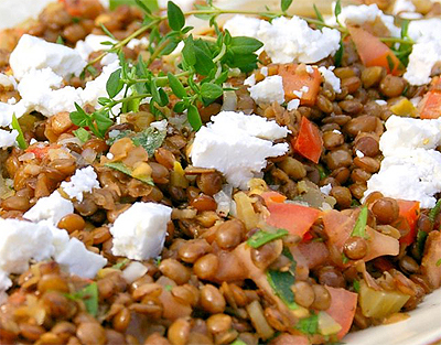 linsensalat mit schafskäse