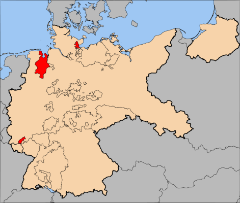 Map of the former state of Oldenburg, dissolved by the British Military Administration in 1946