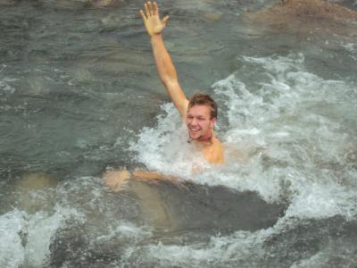 Having a bath in the river