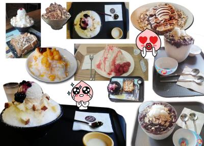 Eine Auswahl an Bingsu, die wir essen durften