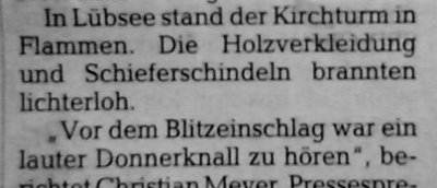 Schlecht recherchierter Bericht über Blitzeinschlag