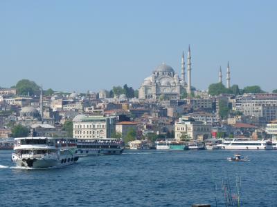 Blick w&auml;hrend des Abendessens &uuml;ber den Bosporus