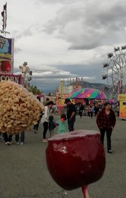ferry and candy apples