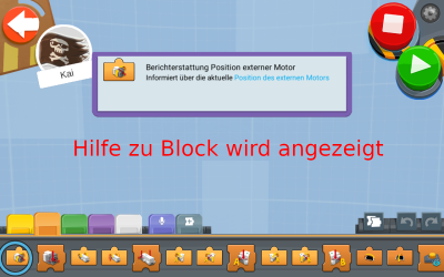 Angezeigte Hilfe zu einem Programmierblock