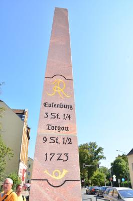 Historische Postmeilensäule in Taucha, Foto: Reinhard Rädler