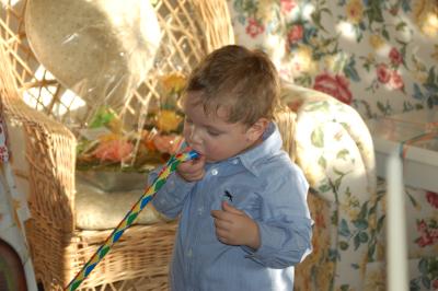 This is Leander, my cousin... The pic is taken on my Oma's birthday during carneval, and Lenny really liked the trumpets...;) HE IS SO SWEET *in love*