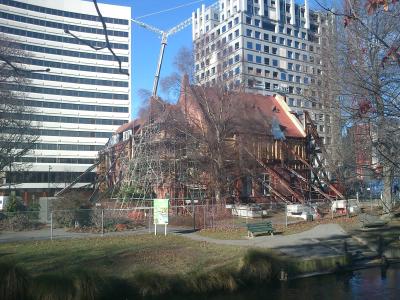 Zerstoertes Haus im Zentrum von Christchurch