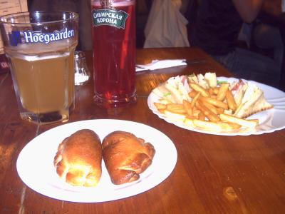 Letzter Abend von Stephan im Pirogi mit Grenadine Bier, Klabsendwitsch, kroschka kartoschka und nefiltrovany Bier