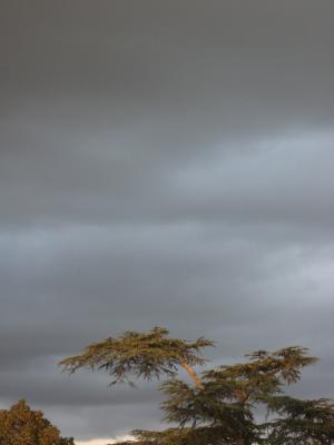 na, net Afrika, Le Buisson de Cadouin an einem Abend vor einer seltenen regnerischen, k&uuml;hlen Nacht