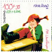Pippi Langstumpf auf einer Briefmarke der Deutschen Post AG