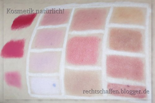 Mineral Rouge Swatches mit Farbgegenüberstellung