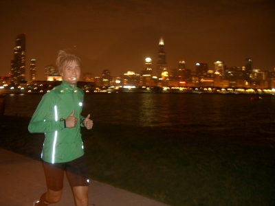 Training vor der Skyline von Chicago Training vor der Skyline von Chicago