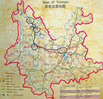Unsere Reiseroute durch den Yunnan