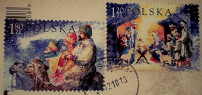 [Bild: zwei polnische Weihnachtsbriefmarken]