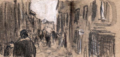 Graphitstift, laviert