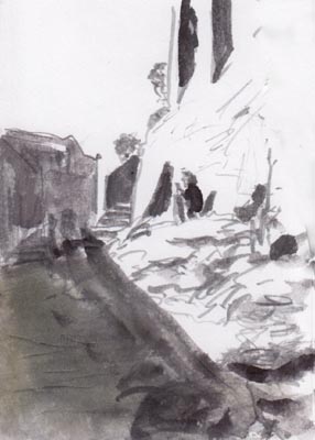 Bleistift, laviert