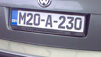 Bosnian licence plate. (novala) Bosnian licence plate. (novala)