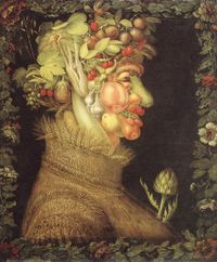 "Sommer" von Giuseppe Arcimboldo, 1573: ein Kopf mit Gemüse dran