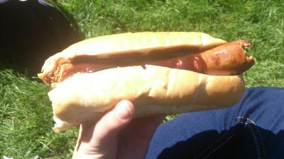 Scharfe bratwurst mit sauerkraut und barbecue sauce Scharfe bratwurst mit sauerkraut und barbecue sauce