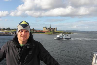 &Uuml;berfahrt nach Helsingborg. Im Hintergrund das Hamlet Schloss