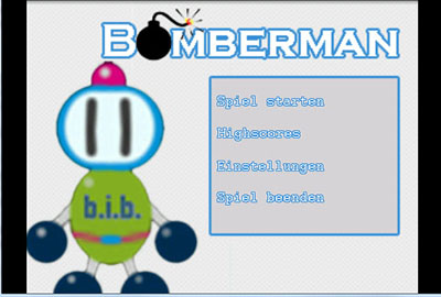 Das Men&uuml; des Bombermanspiels.